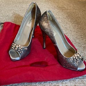 Valentino open toe glitter pumps